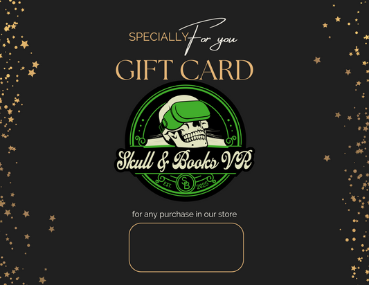 BlackGoldElegantGiftVoucherGiftCertificate with Skull & Books Logo